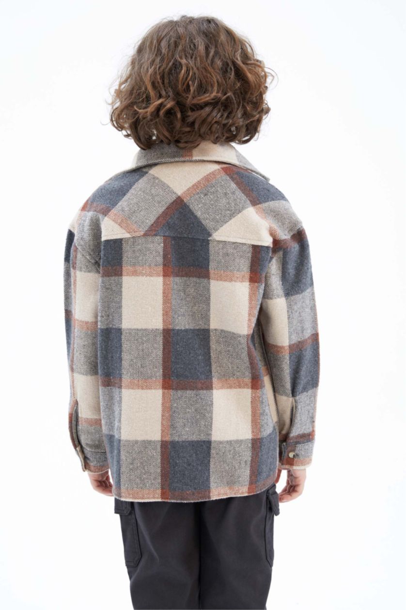 GARÇONS Beige Chemises à manches longues Flanelle Col Polo Garçon