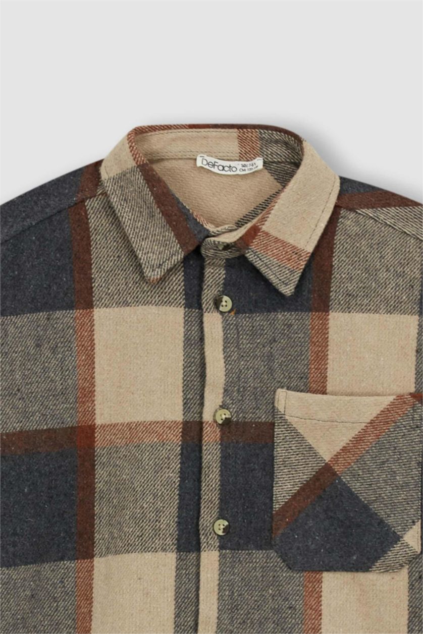 GARÇONS Beige Chemises à manches longues Flanelle Col Polo Garçon