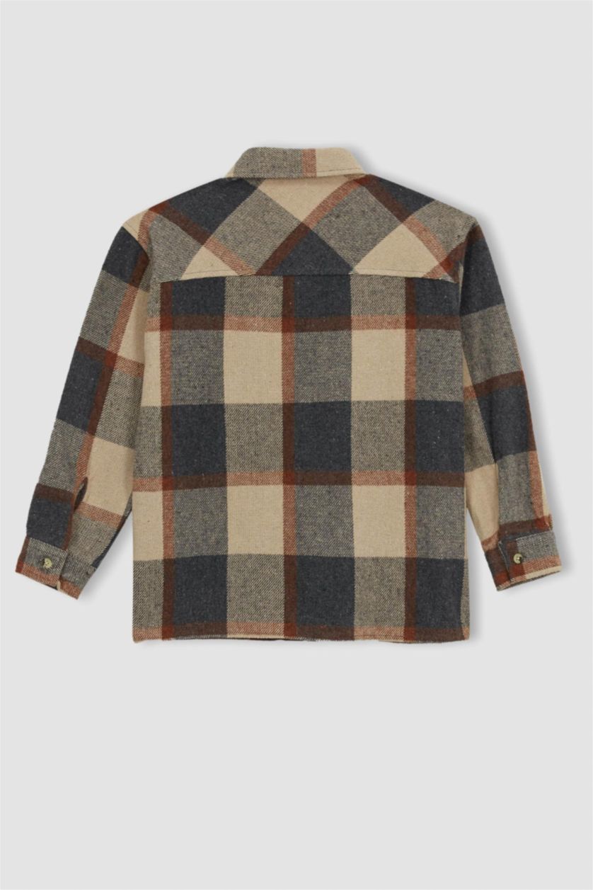 GARÇONS Beige Chemises à manches longues Flanelle Col Polo Garçon