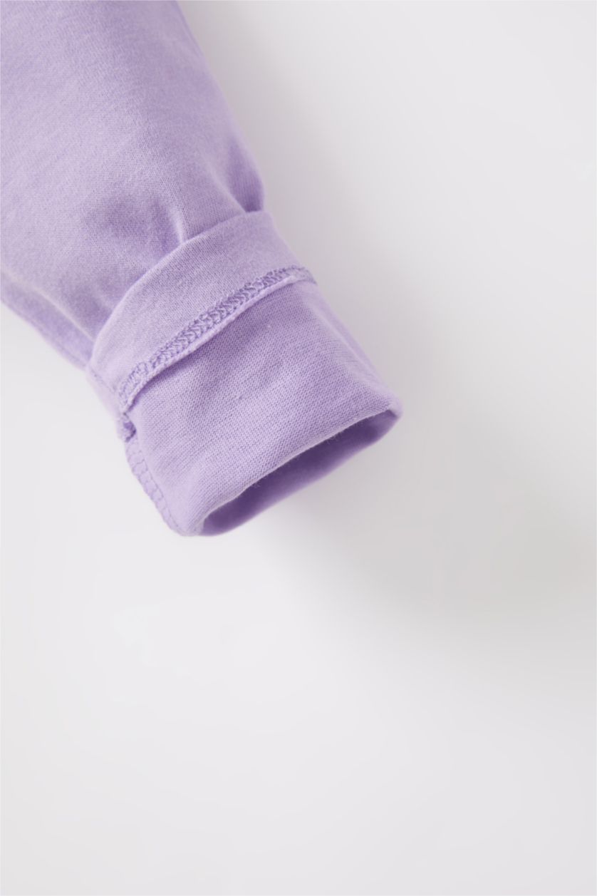 Erkek Bebek Lila Erkek Bebek Çizgili  Bisiklet Yaka Penye 2'li Uzun Kollu Tişört