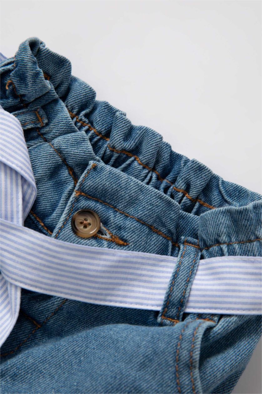 Малыши девочки Светло-синий Штаны комфортного кроя с цветочным принтом