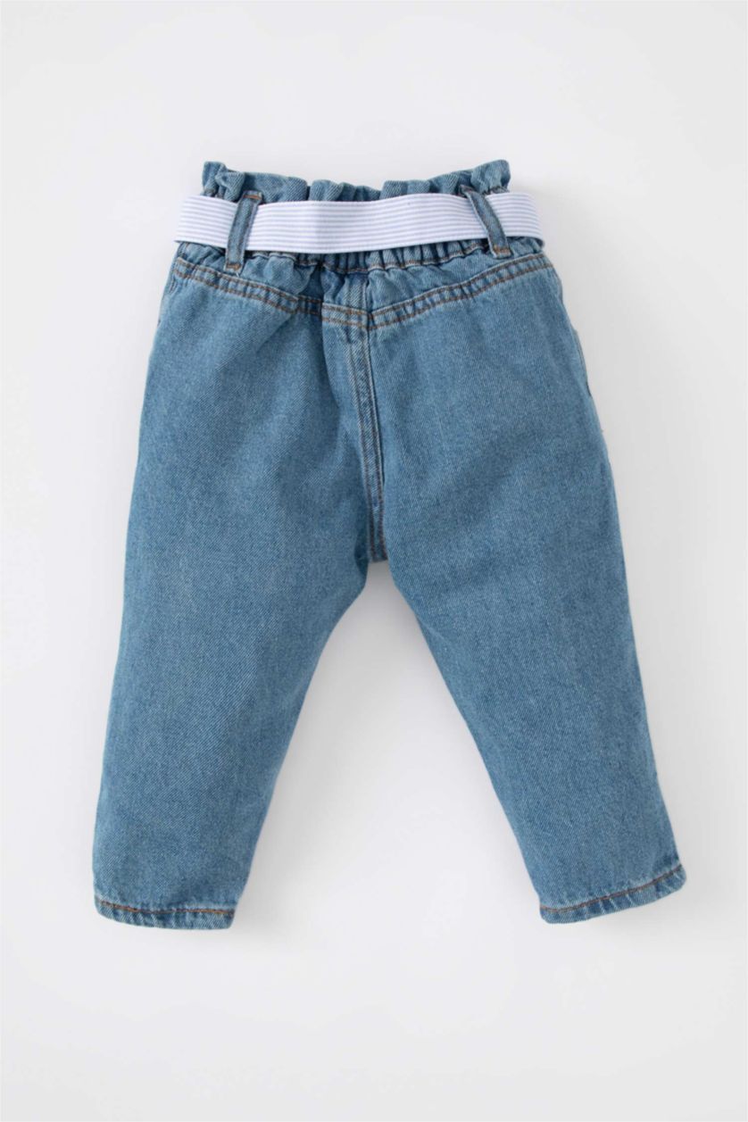 Малыши девочки Светло-синий Штаны комфортного кроя с цветочным принтом