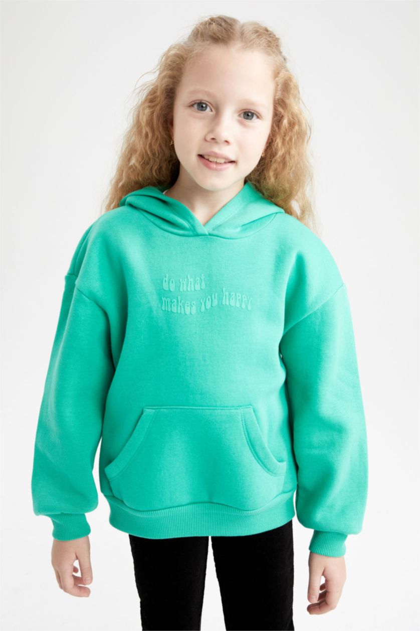 Дівчачий Зелений Світшот свободного крою з товстої тканини для дівчаток