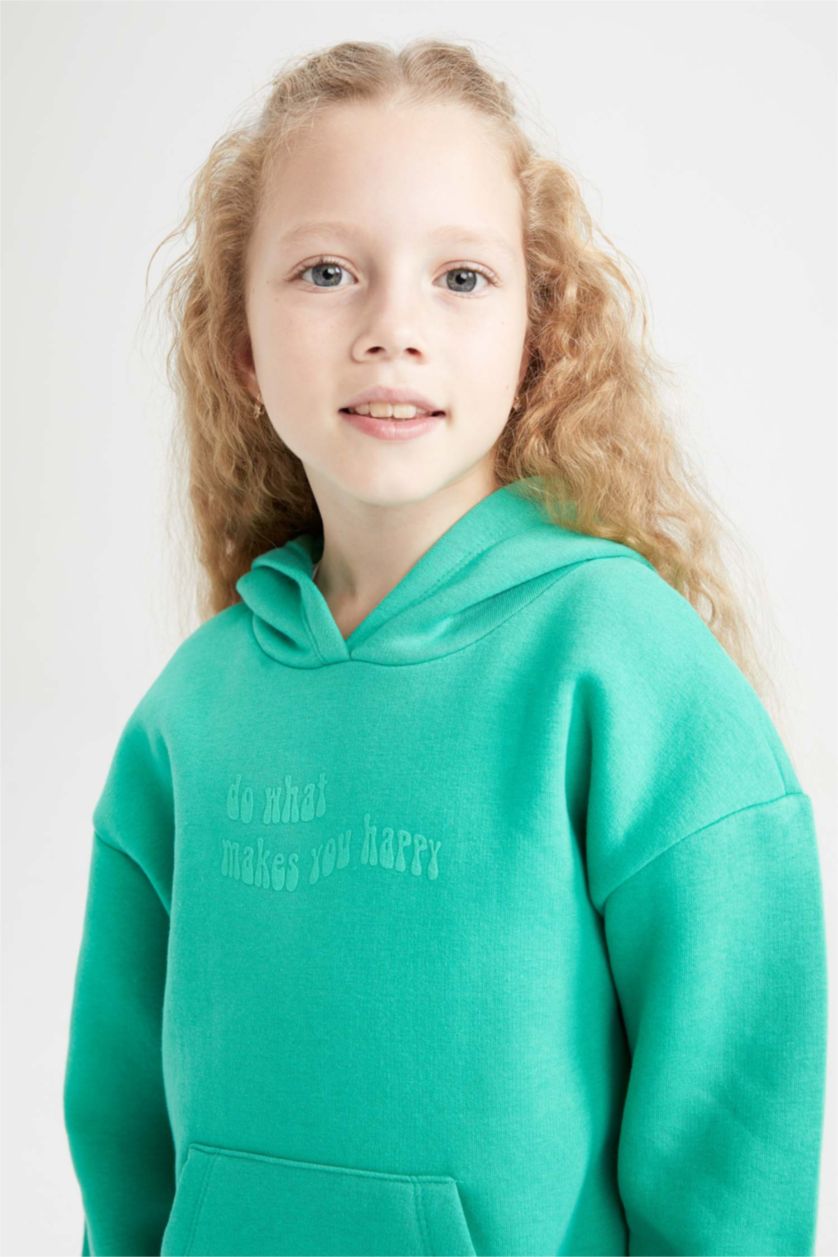 Дівчачий Зелений Світшот свободного крою з товстої тканини для дівчаток