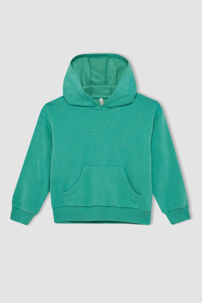 Дівчачий Зелений Світшот свободного крою з товстої тканини для дівчаток