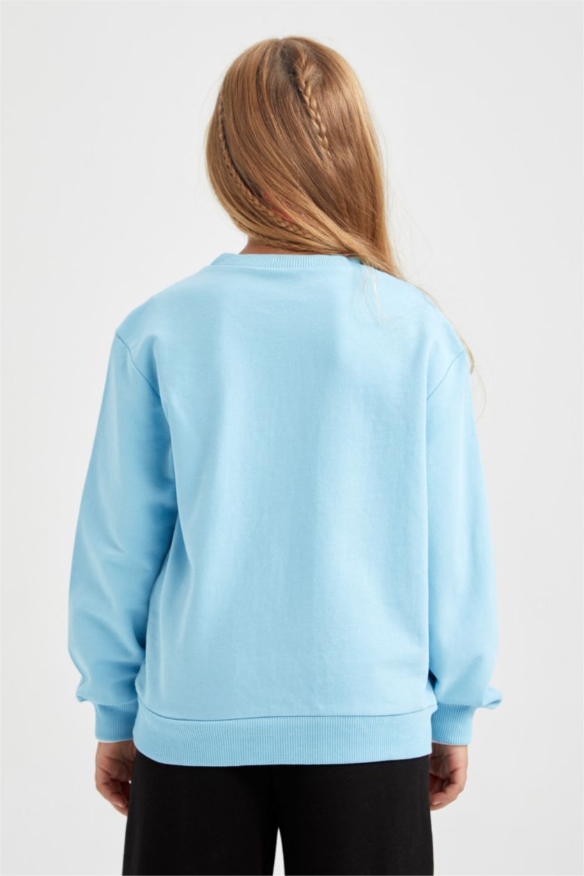 GIRLS & TEENS Blue Regular Fit Crew Neck Sweatshirt