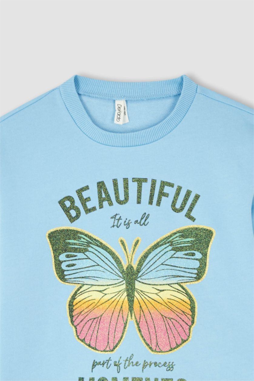 GIRLS & TEENS Blue Regular Fit Crew Neck Sweatshirt