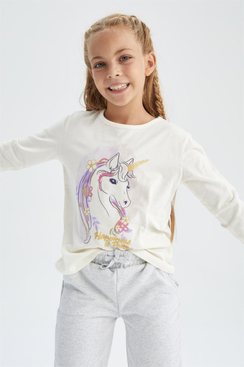 GIRLS & TEENS Beige Regular Fit Long Sleeve T-Shirt