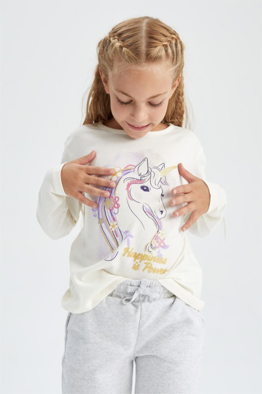 GIRLS & TEENS Beige Regular Fit Long Sleeve T-Shirt