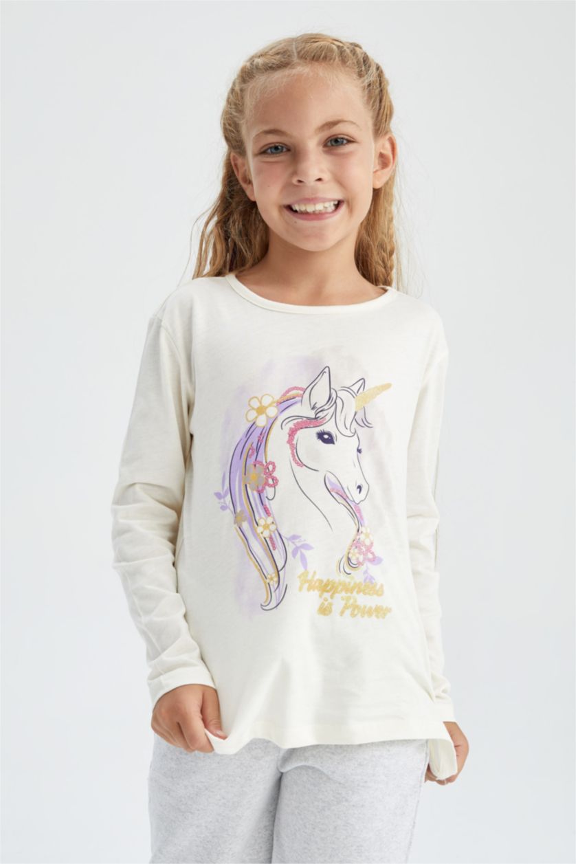 GIRLS & TEENS Beige Regular Fit Long Sleeve T-Shirt