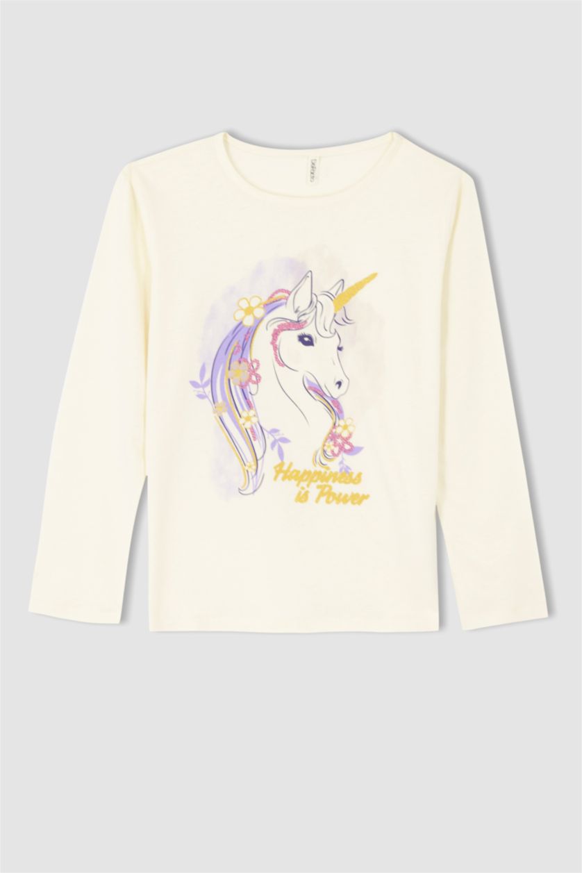 GIRLS & TEENS Beige Regular Fit Long Sleeve T-Shirt