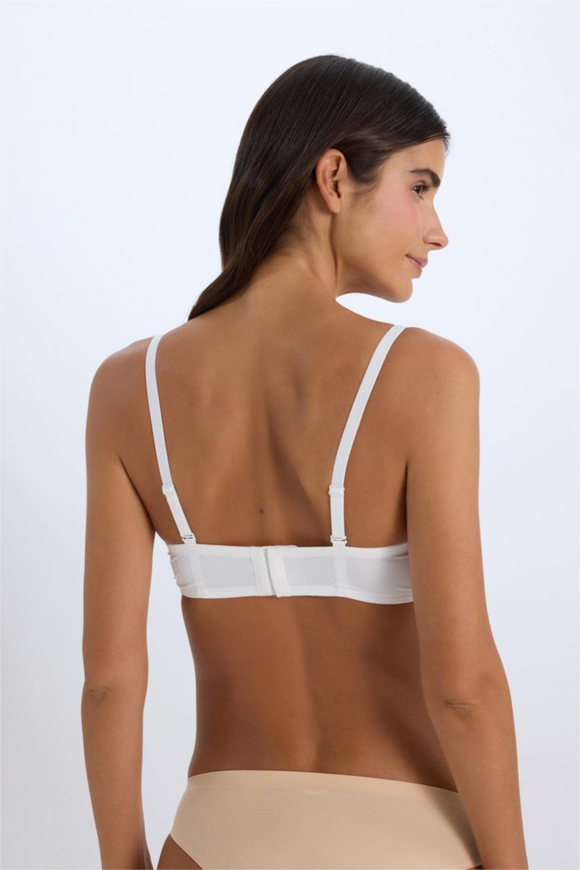 Kadın Ekru Boş Kap Toparlayıcı Dolgusuz Straplez Basic Düz Bra-Fall in Love