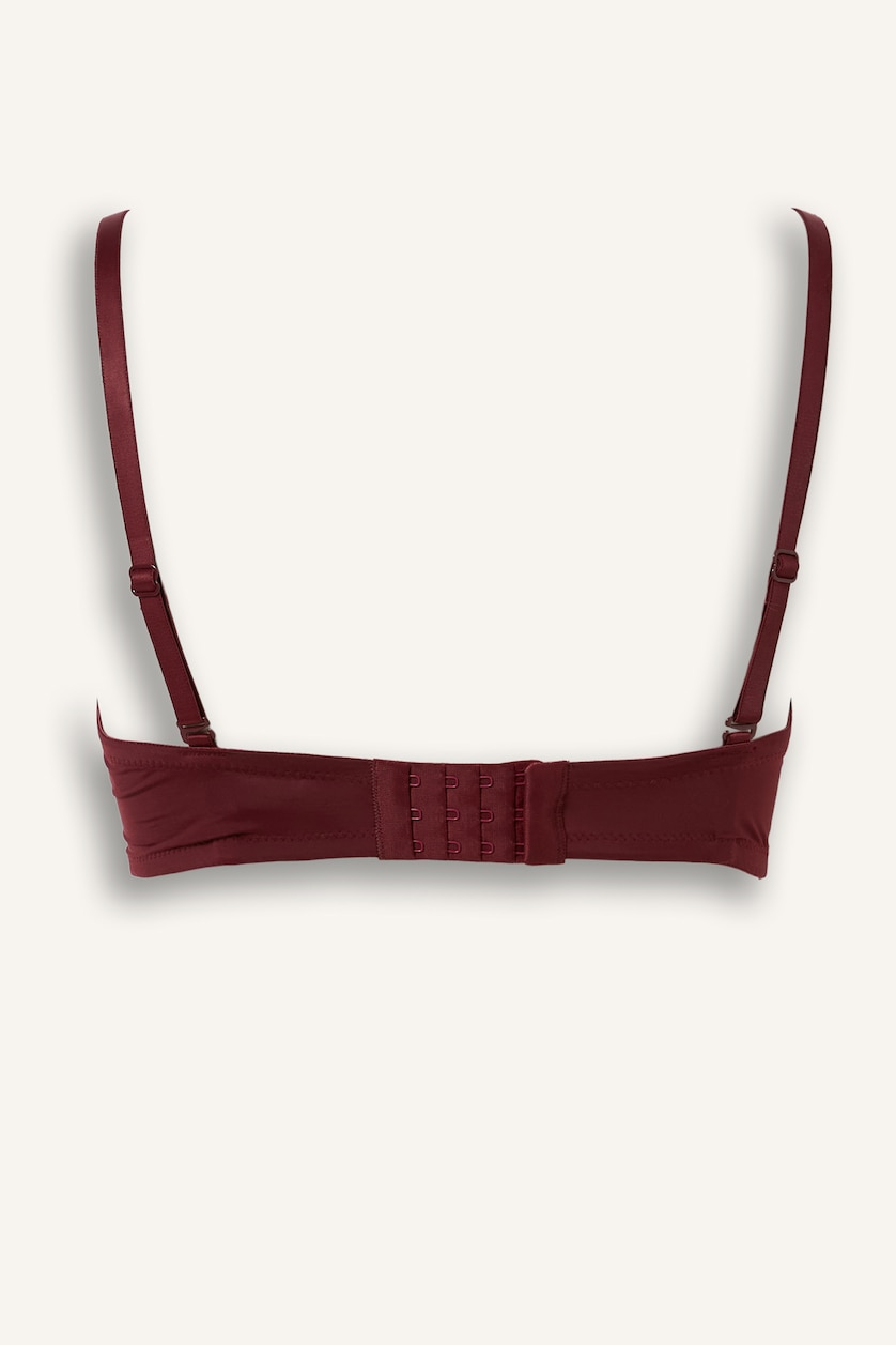 Kadın Bordo Micro Kaplı Yarım Dolgulu Balenli Straplez Sütyen