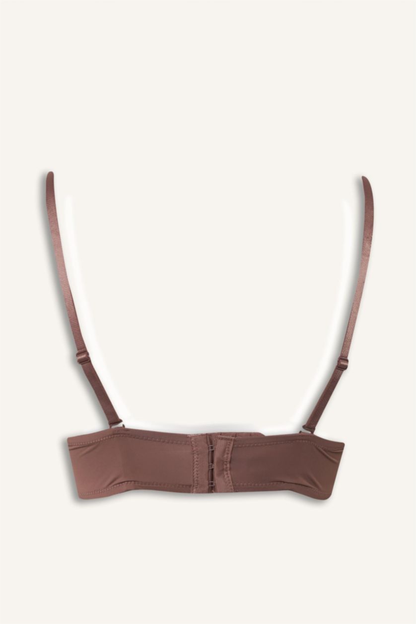 Kadın Açık Kahve Micro Kaplı Yarım Dolgulu Balenli Straplez Sütyen