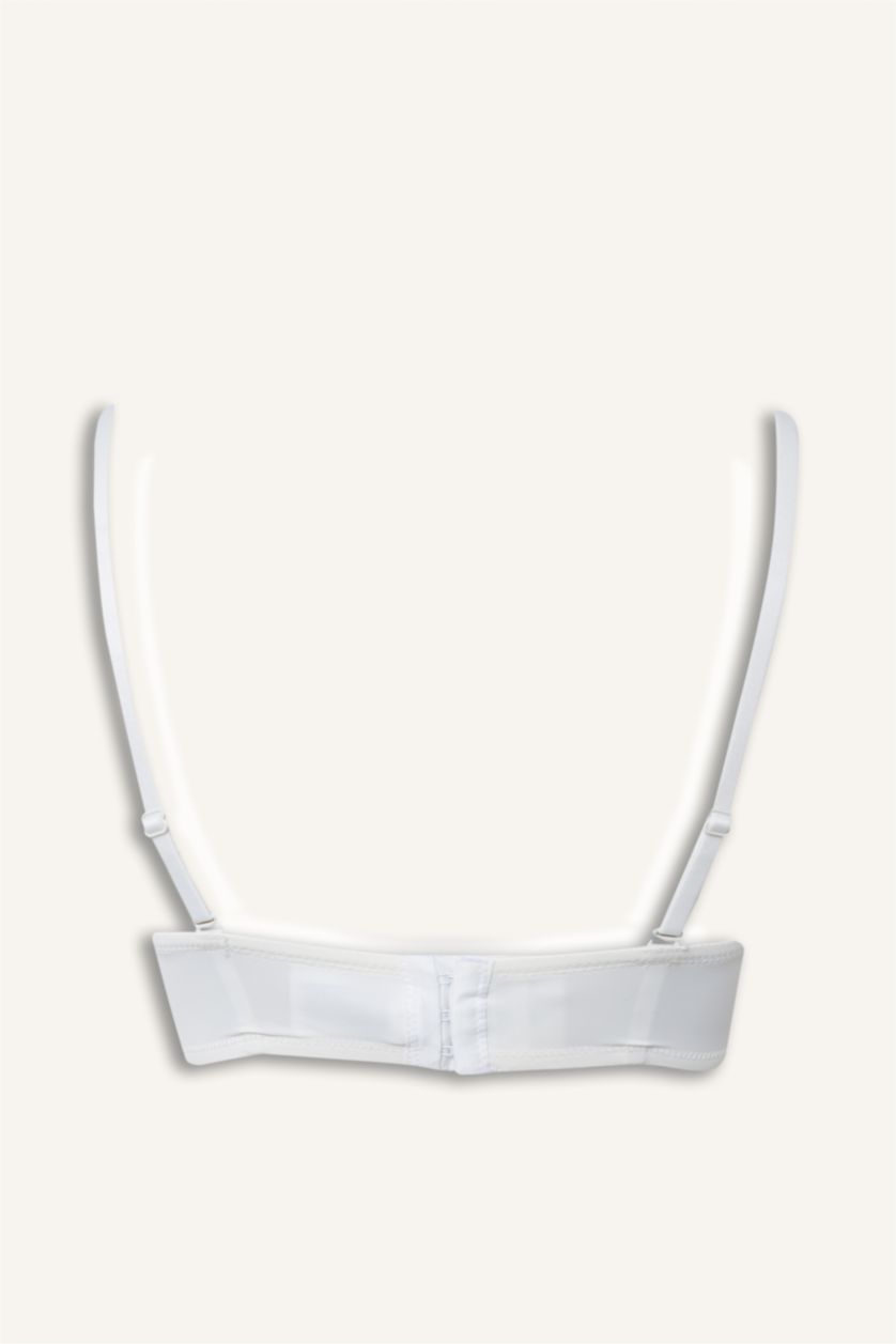 Kadın Ekru Micro Kaplı Yarım Dolgulu Balenli Straplez Sütyen	