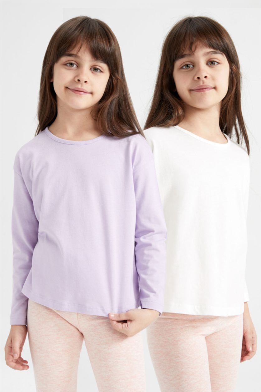 GIRLS & TEENS Light Lilac 2 piece Regular Fit Long Sleeve T-Shirt