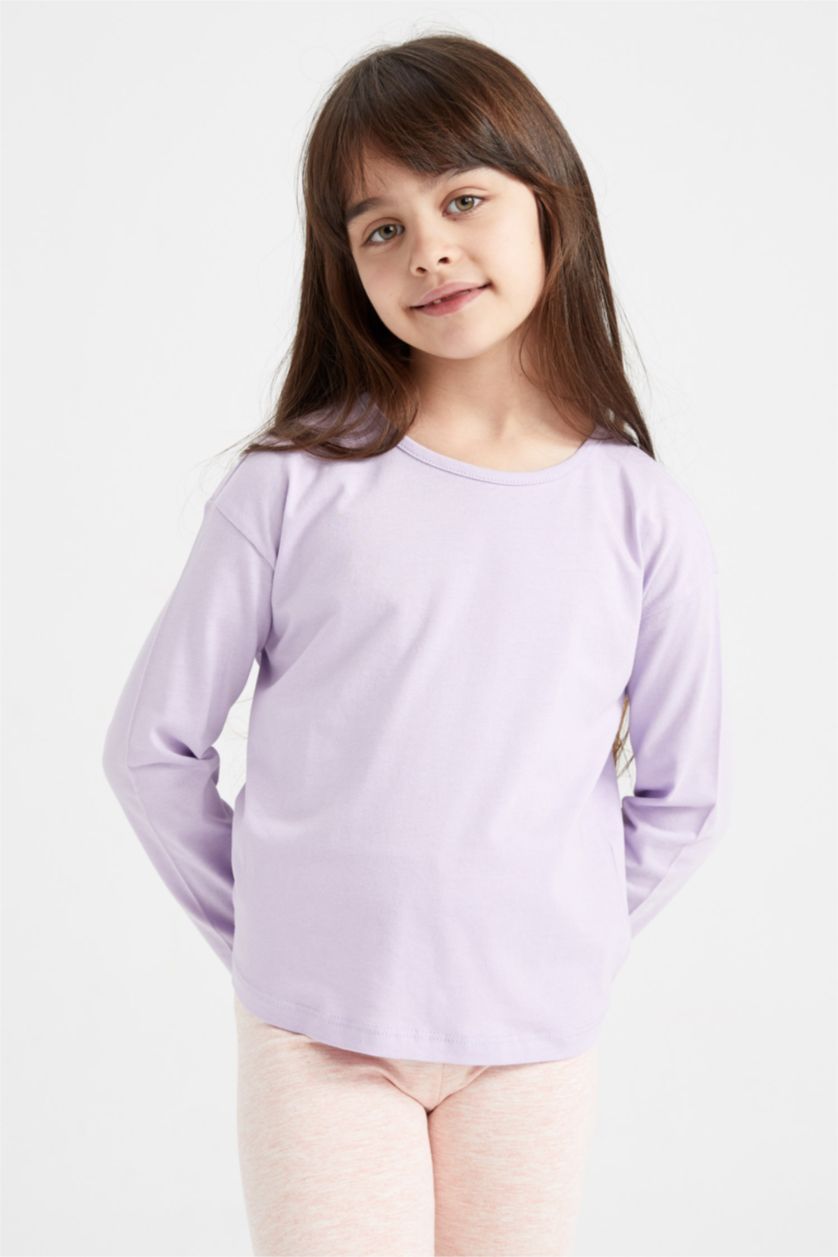 GIRLS & TEENS Light Lilac 2 piece Regular Fit Long Sleeve T-Shirt