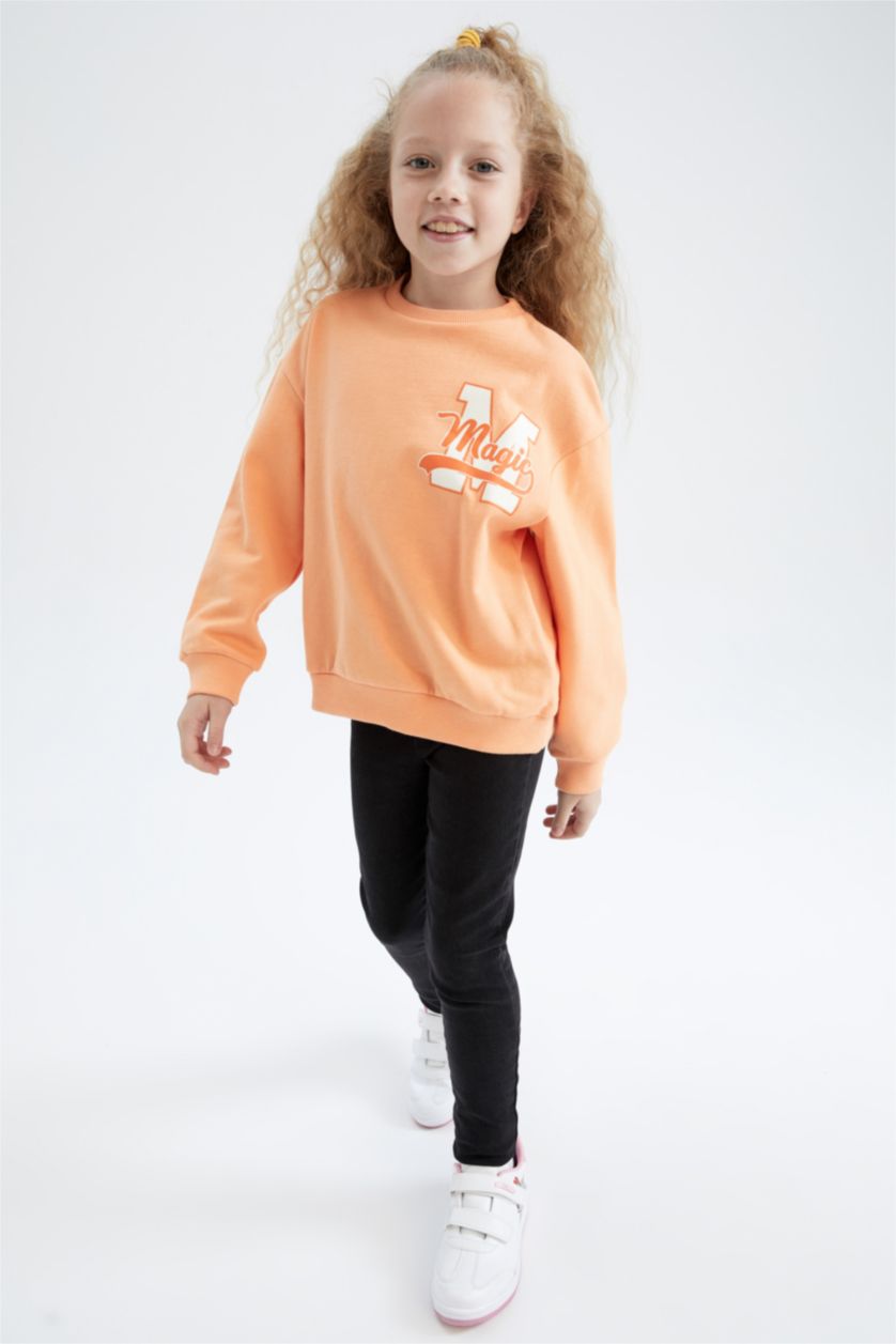 GIRLS & TEENS Salmon 2 piece Regular Fit Crew Neck Sweatshirt