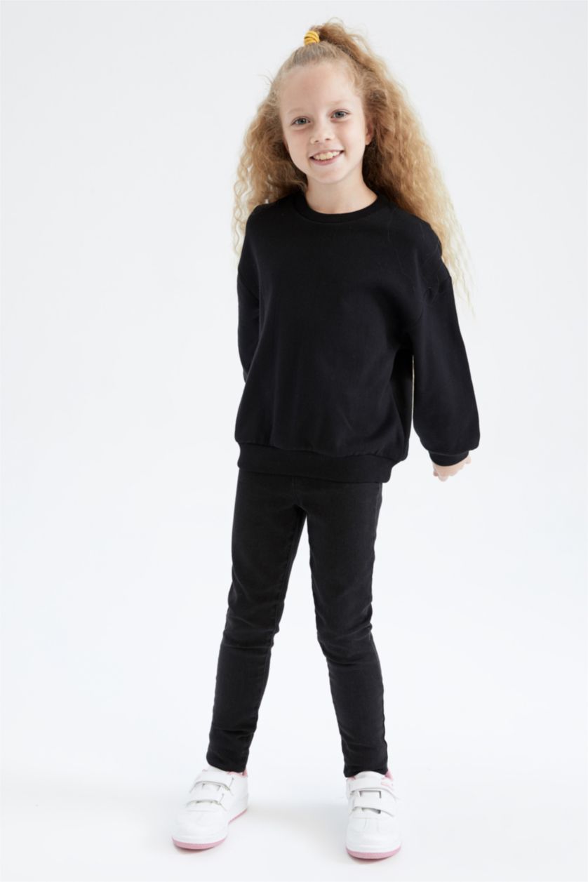 GIRLS & TEENS Salmon 2 piece Regular Fit Crew Neck Sweatshirt