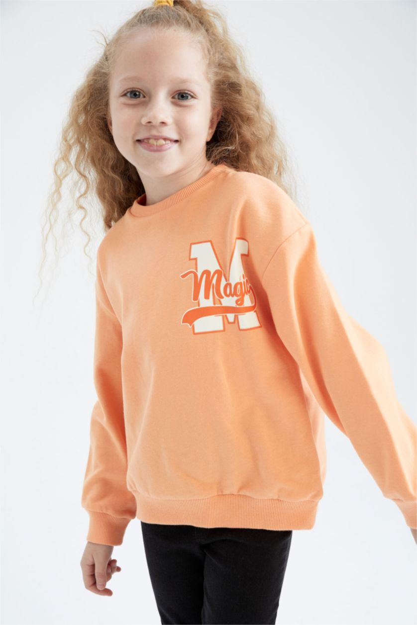 GIRLS & TEENS Salmon 2 piece Regular Fit Crew Neck Sweatshirt