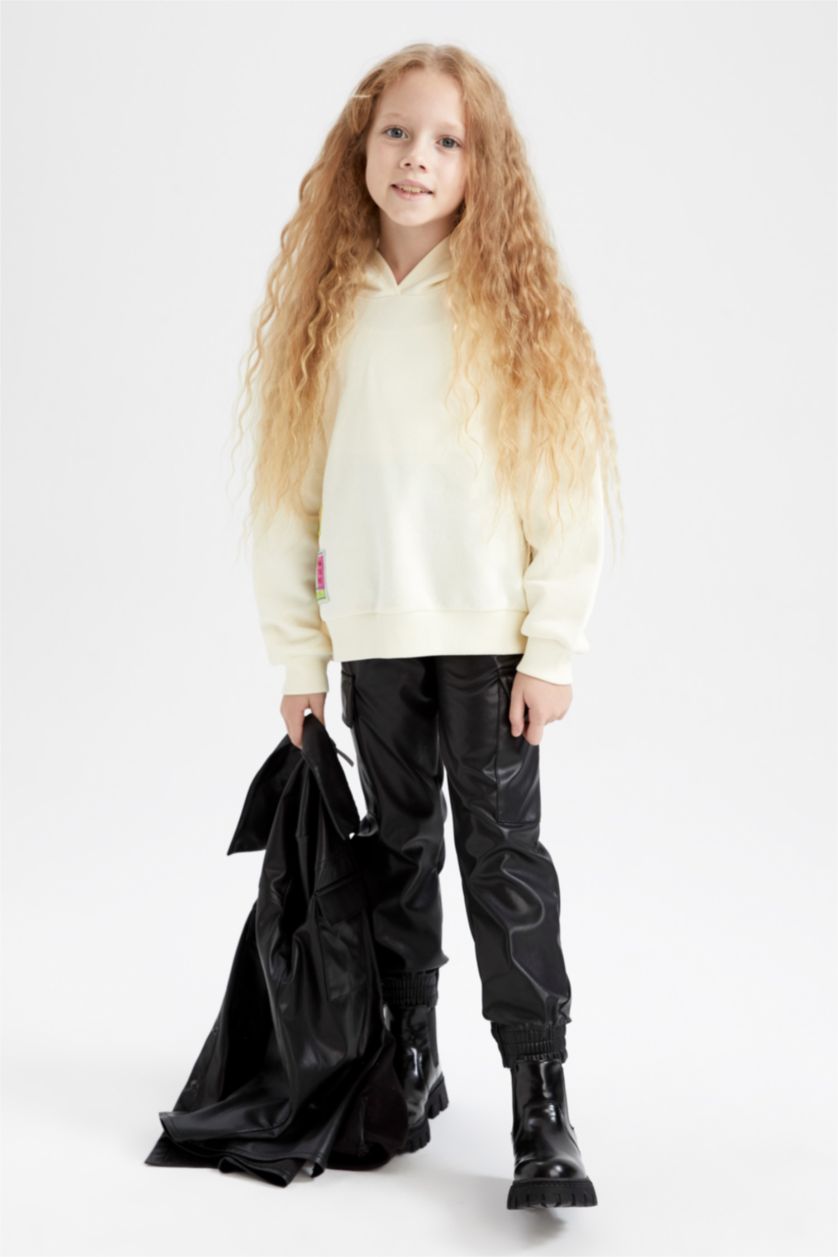 بناتي بيج فاتح سويت شيرت بناتي مخمل قصة مريحة بكابيشون