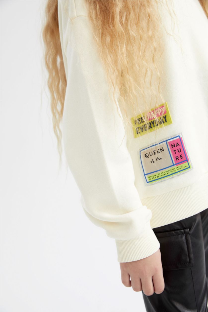 بناتي بيج فاتح سويت شيرت بناتي مخمل قصة مريحة بكابيشون