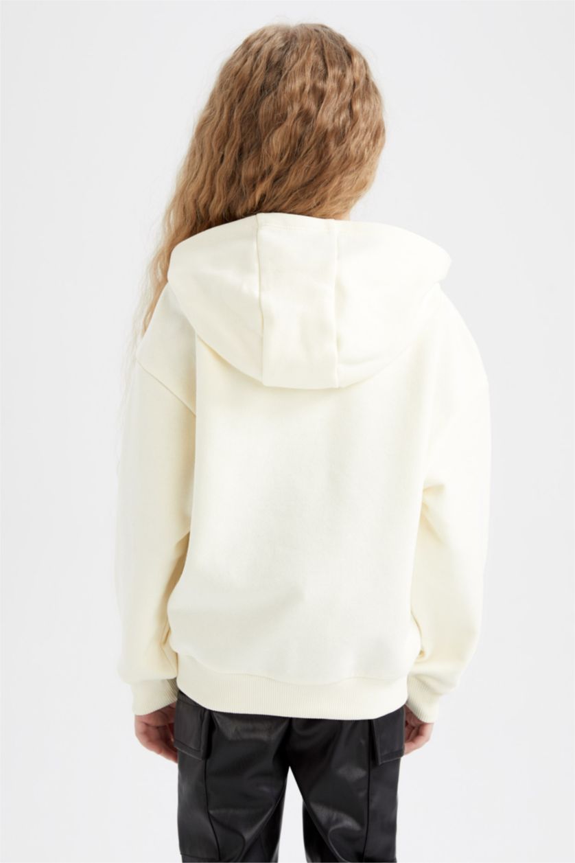 بناتي بيج فاتح سويت شيرت بناتي مخمل قصة مريحة بكابيشون