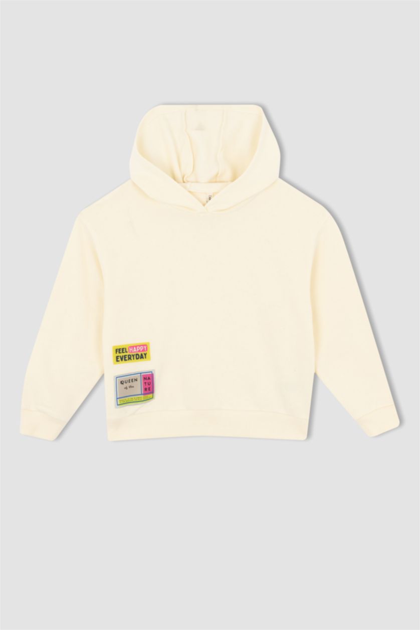 بناتي بيج فاتح سويت شيرت بناتي مخمل قصة مريحة بكابيشون