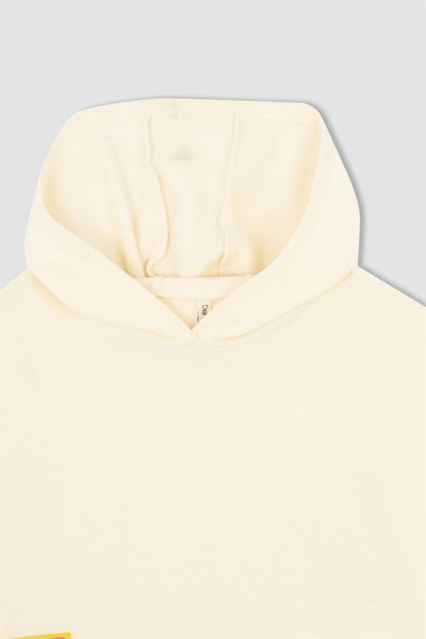 بناتي بيج فاتح سويت شيرت بناتي مخمل قصة مريحة بكابيشون