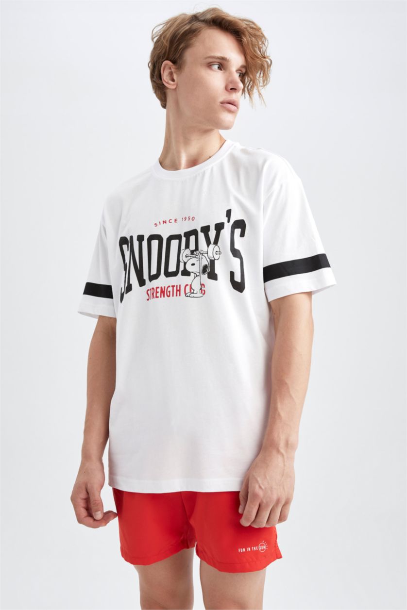 MAN White Coool Snoopy Boxy Fit Crew Neck T-Shirt