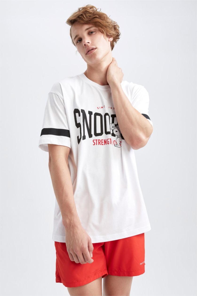 MAN White Coool Snoopy Boxy Fit Crew Neck T-Shirt