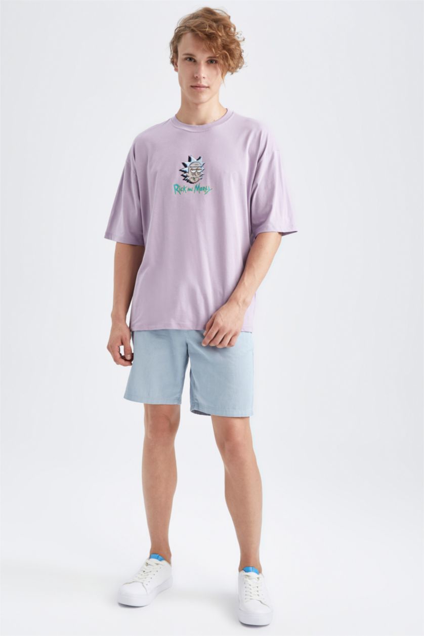 HOMME Violet Clair T-shirt à manches courtes Coupe Oversize Imprimé Col rond Rick Et Morty (Fournisseur)