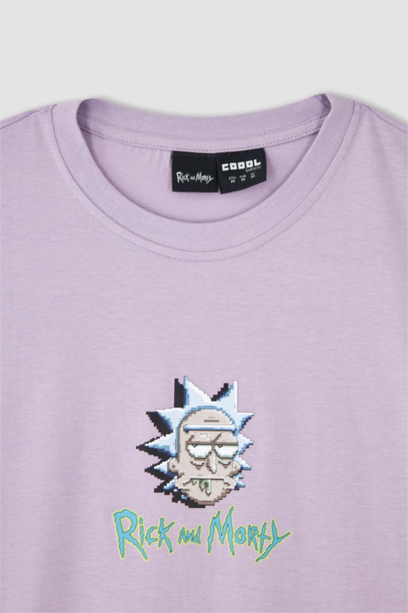 HOMME Violet Clair T-shirt à manches courtes Coupe Oversize Imprimé Col rond Rick Et Morty (Fournisseur)