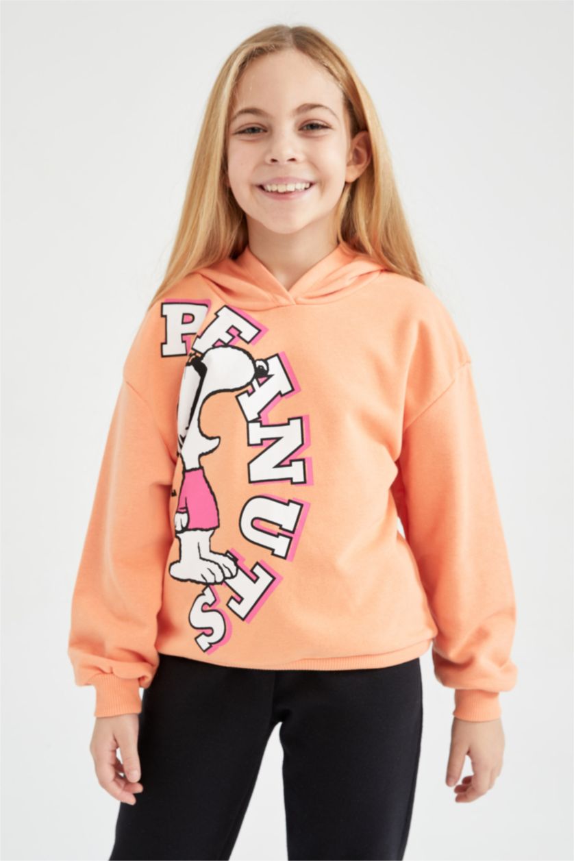 Девочки и подростки Оранжевый Свитшот свободного кроя Snoopy из плотной ткани для девочек