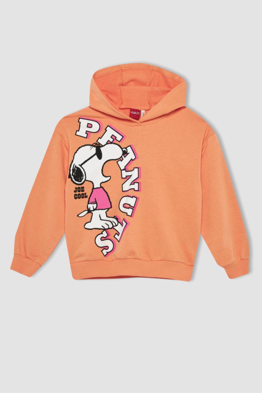 Девочки и подростки Оранжевый Свитшот свободного кроя Snoopy из плотной ткани для девочек