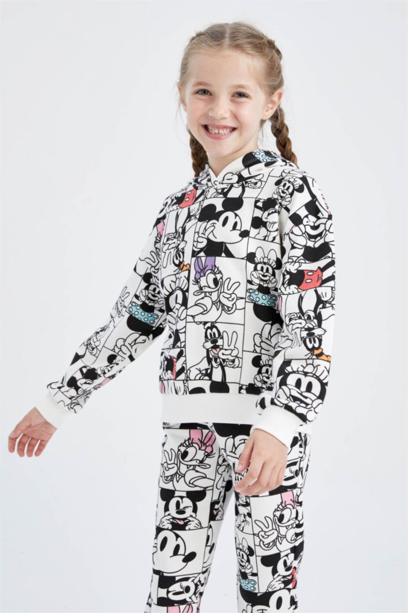 GIRLS & TEENS Beige Relax Fit Mickey & Minnie Licensed Crew Neck Sweatshirt