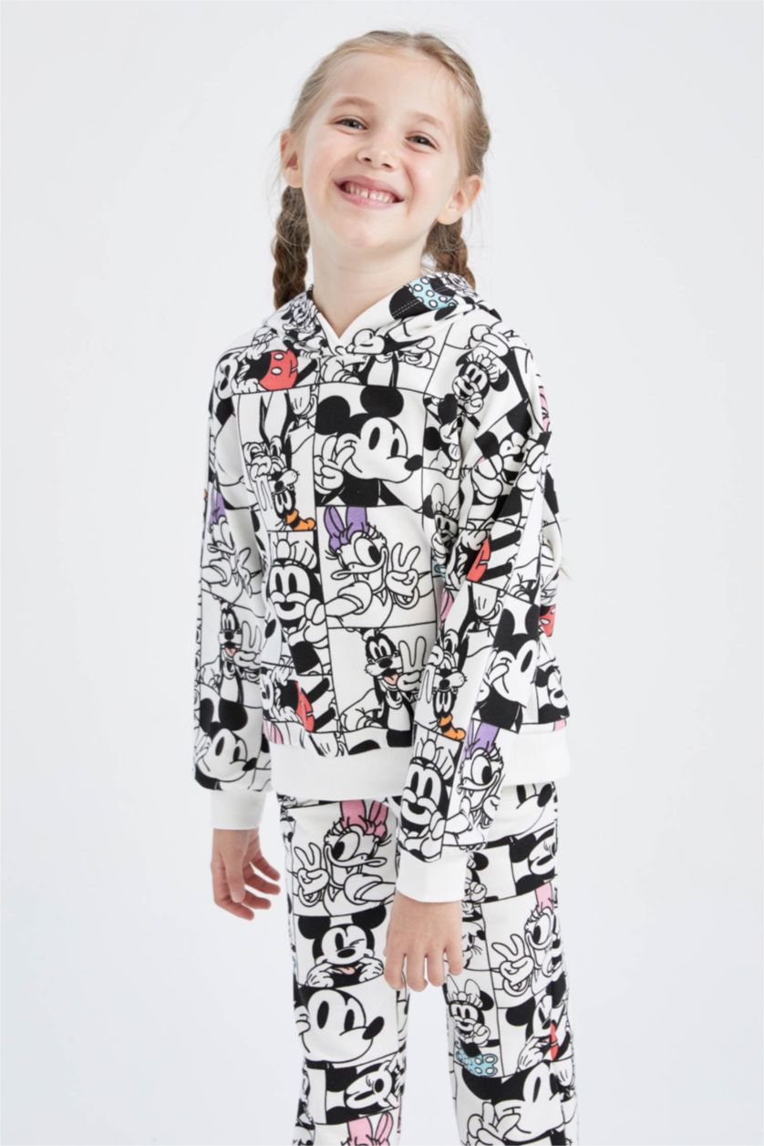 GIRLS & TEENS Beige Relax Fit Mickey & Minnie Licensed Crew Neck Sweatshirt