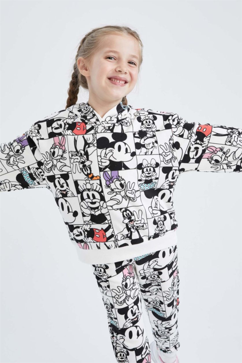GIRLS & TEENS Beige Relax Fit Mickey & Minnie Licensed Crew Neck Sweatshirt