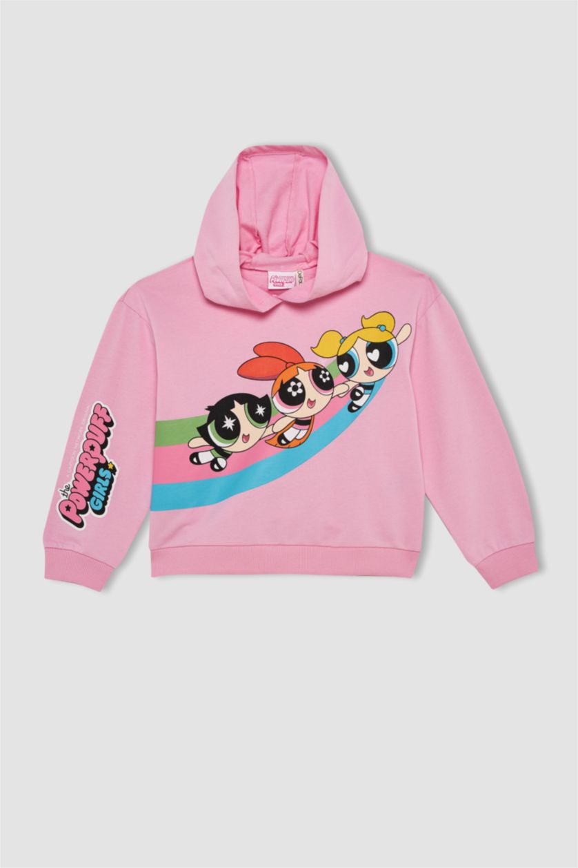 Kız Çocuk - Genç Kız Pembe Kız Çocuk PowerPuff Girls Bisiklet Yaka Sweatshirt