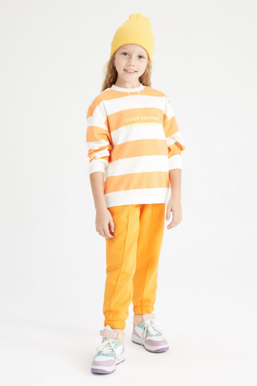 GIRLS & TEENS Neon Orange Relax Fit Crew Neck Sweatshirt