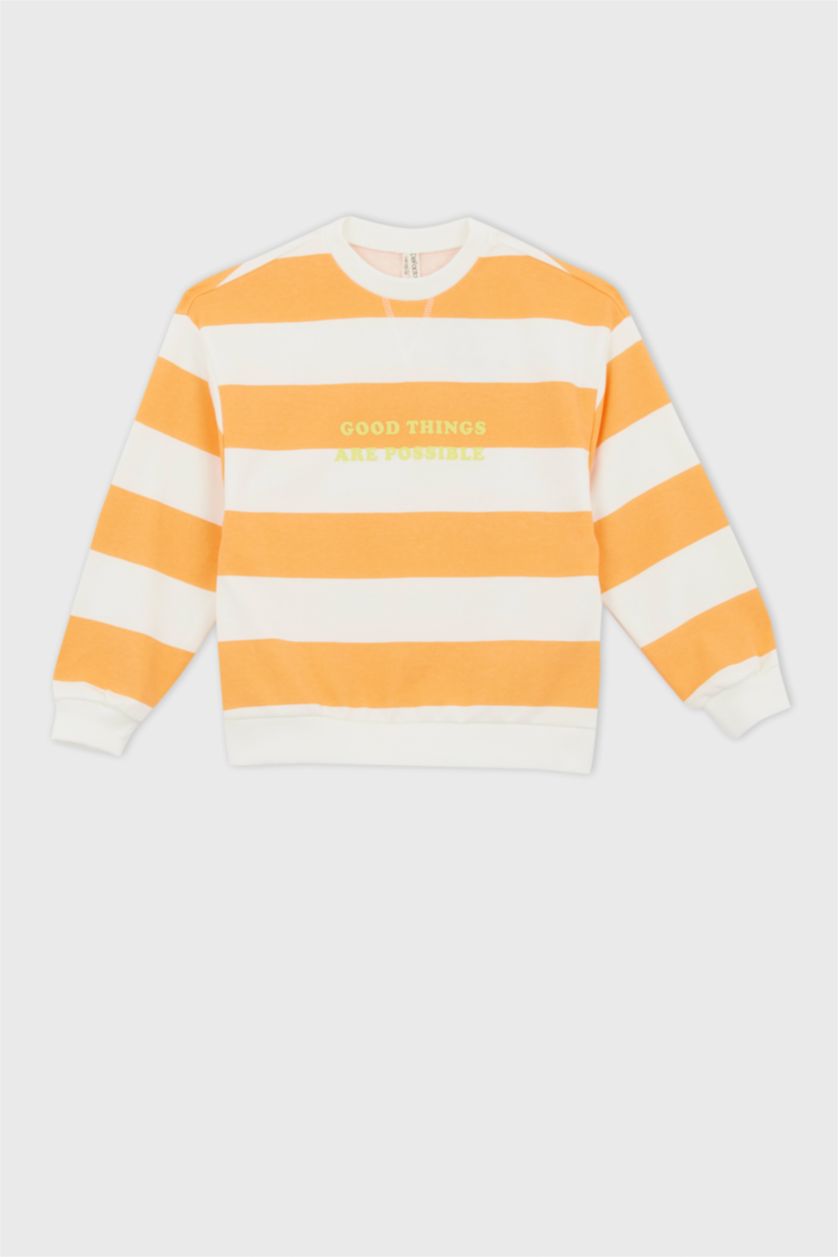 GIRLS & TEENS Neon Orange Relax Fit Crew Neck Sweatshirt