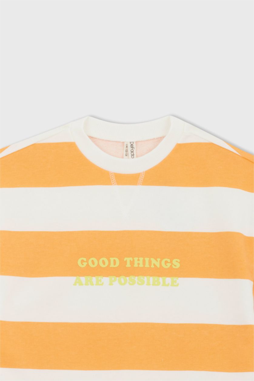 GIRLS & TEENS Neon Orange Relax Fit Crew Neck Sweatshirt