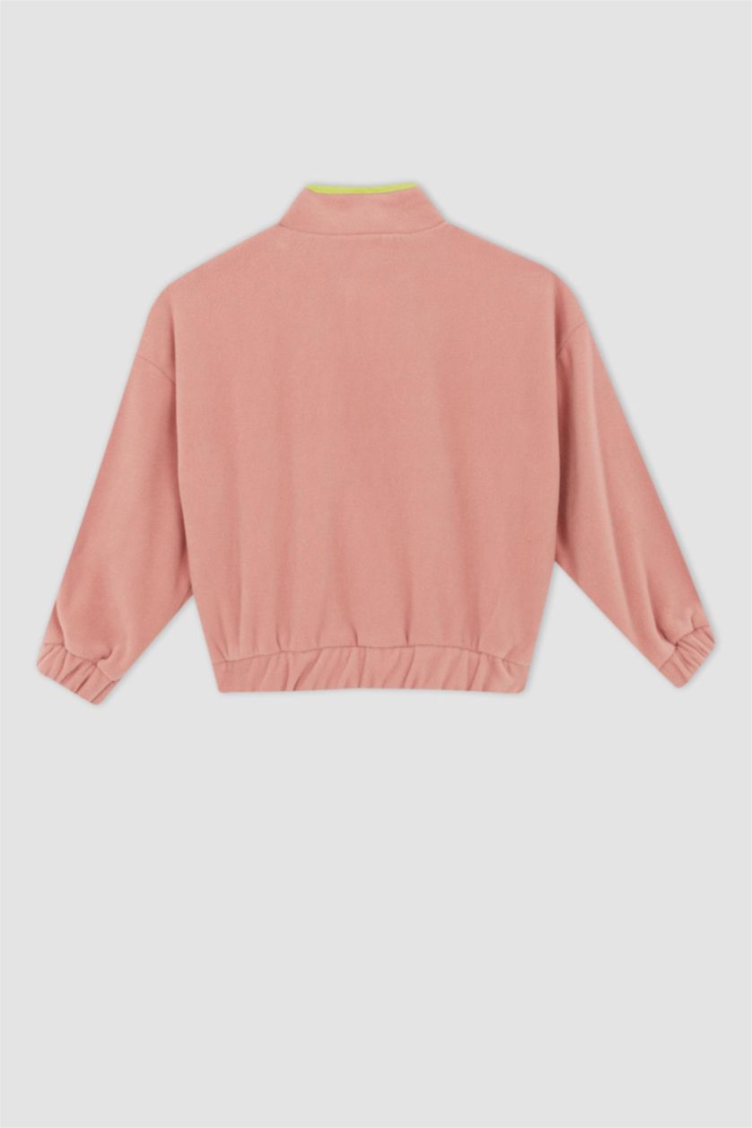 Девочки и подростки Светло-розовый Кардиган со стоячим воротником из флиса для девочек