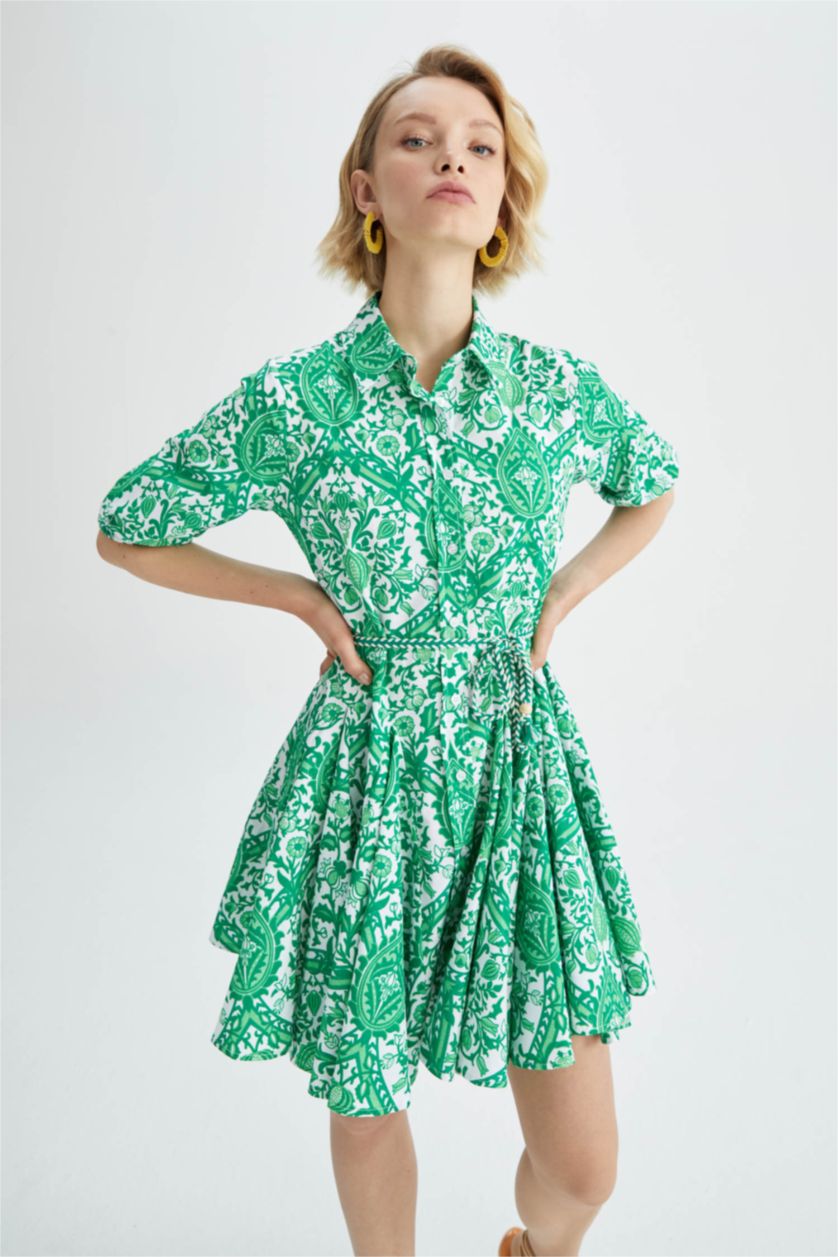 Kadın Açık Yeşil Poplin Mini Elbise