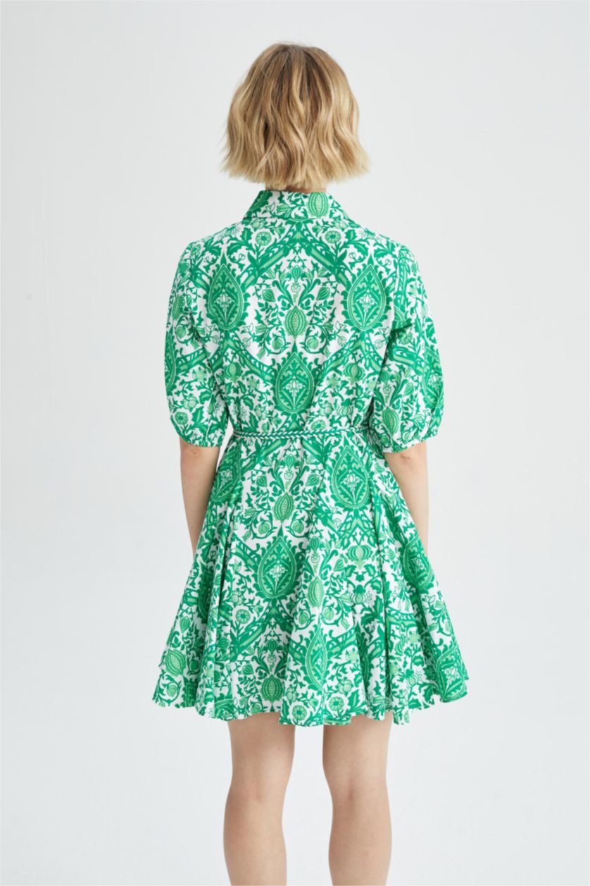 Kadın Açık Yeşil Poplin Mini Elbise