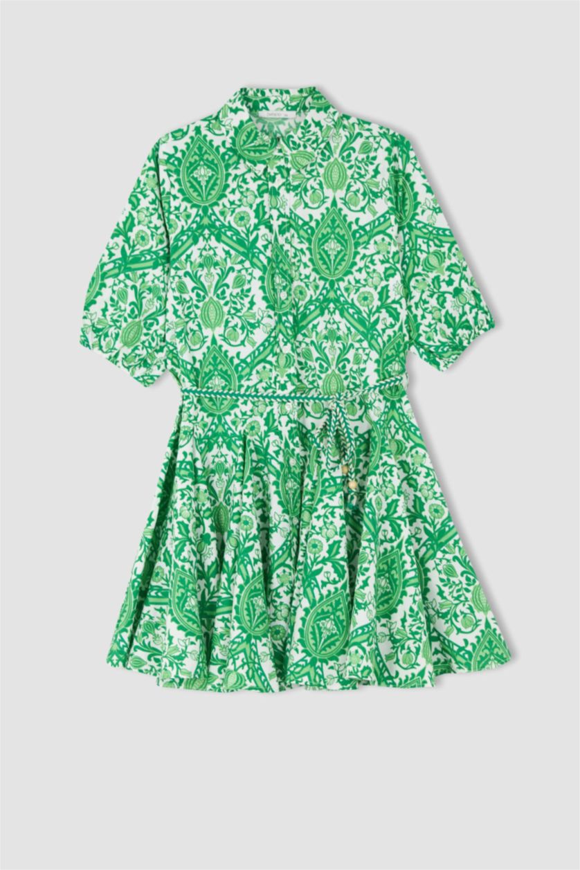 Kadın Açık Yeşil Poplin Mini Elbise