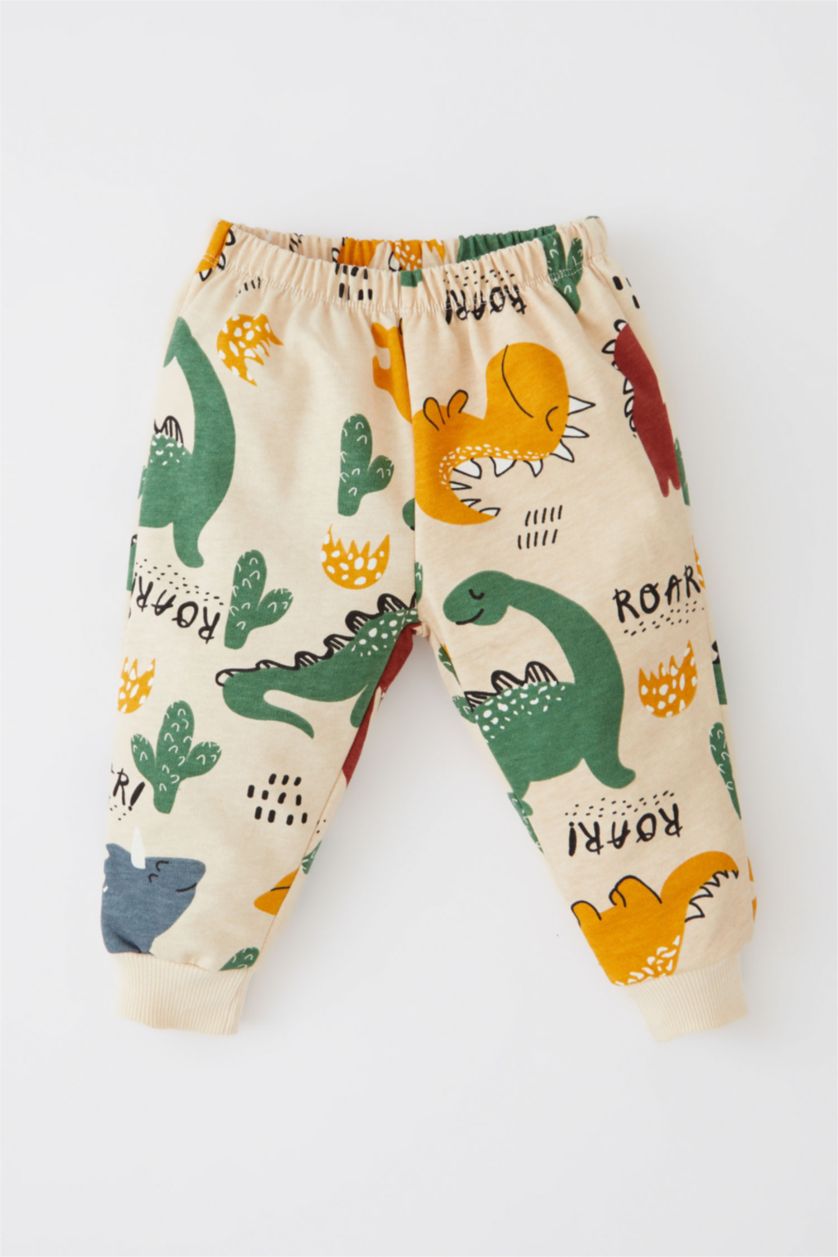 BÉBÉ GARÇON Beige Ensemble En Tricot Tissu Sweat Fin Col Ras Du Cou Dinosaure Manche Longue 2 BéBé Garçon