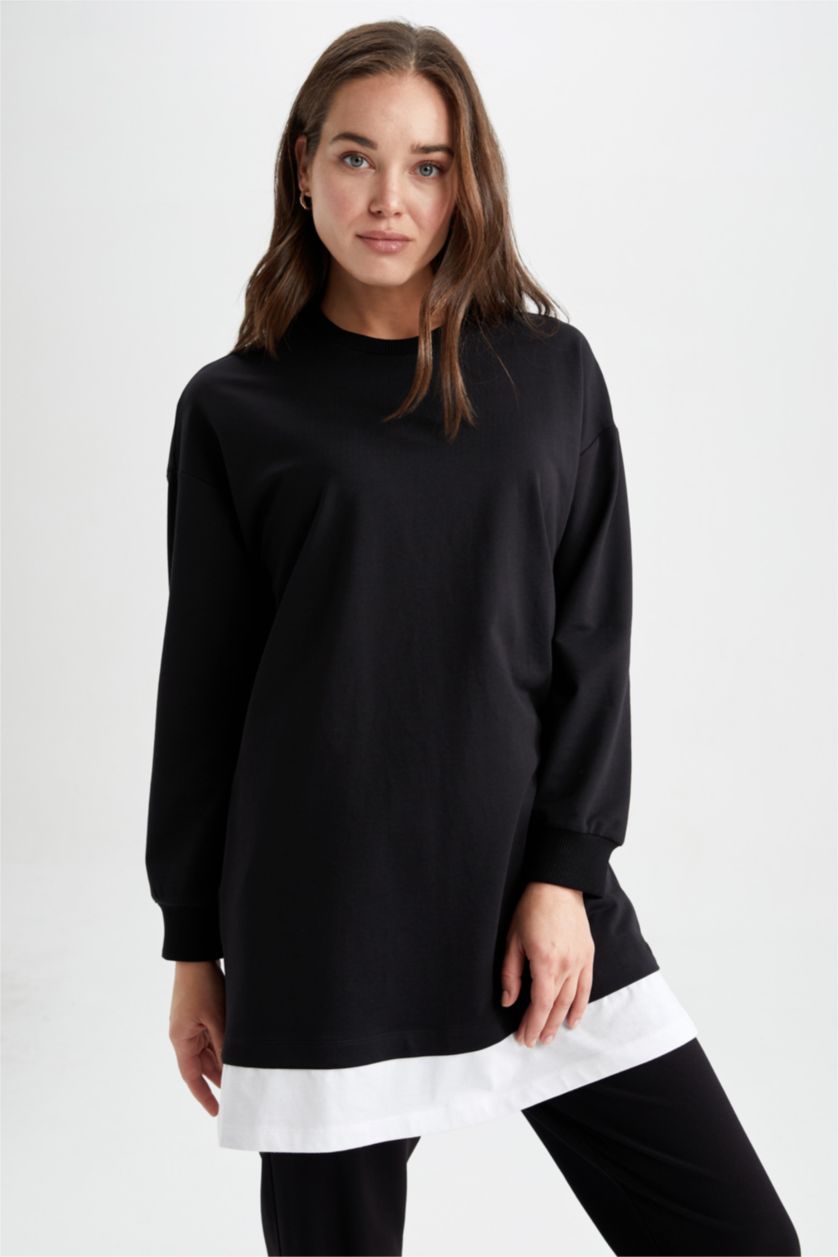WOMAN Black Relax Fit Crew Neck Sweatshirt Tunic