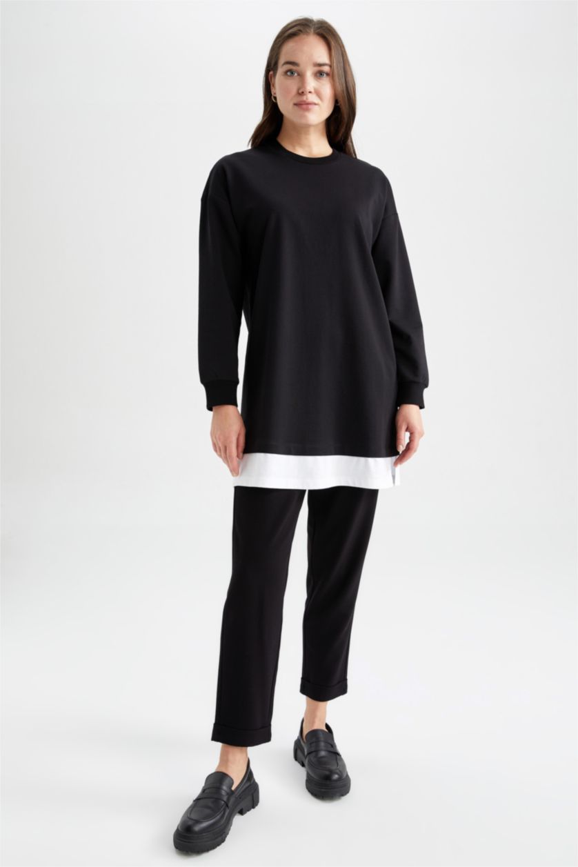 WOMAN Black Relax Fit Crew Neck Sweatshirt Tunic