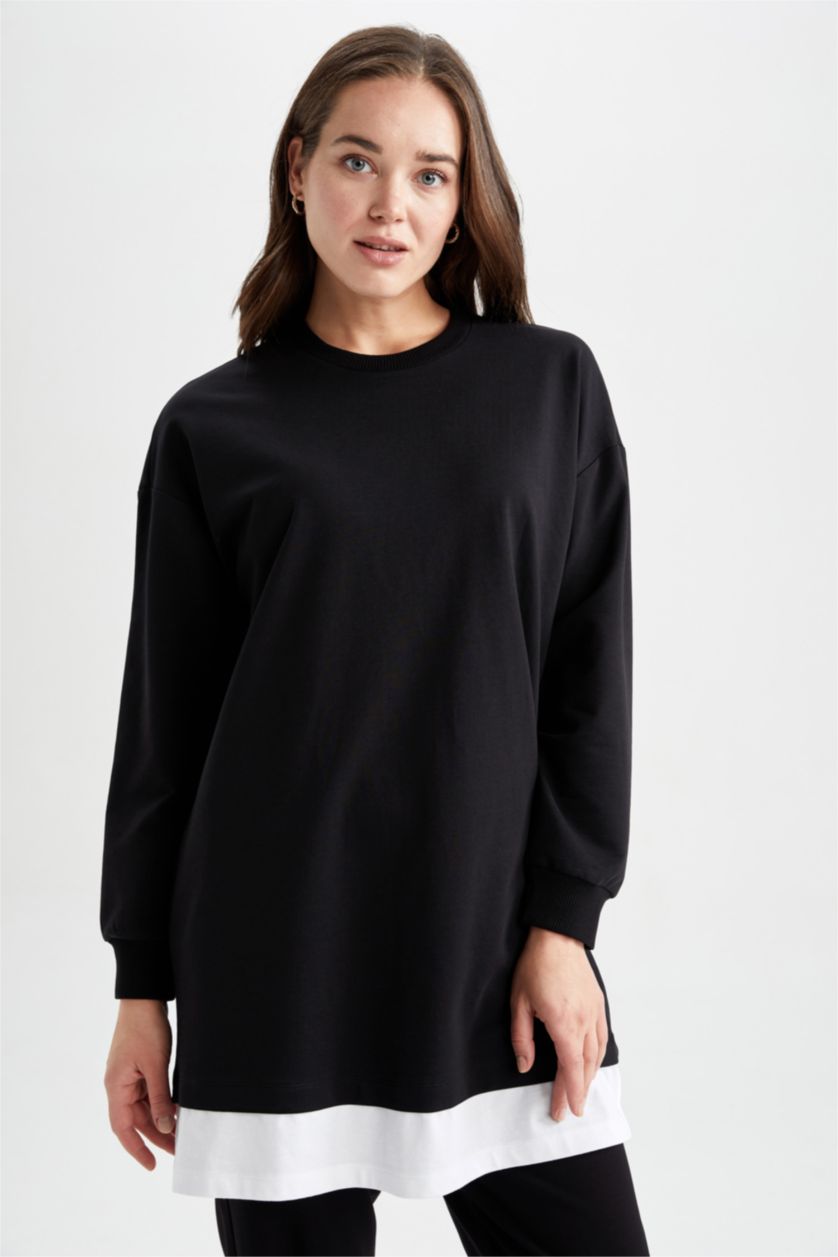 WOMAN Black Relax Fit Crew Neck Sweatshirt Tunic